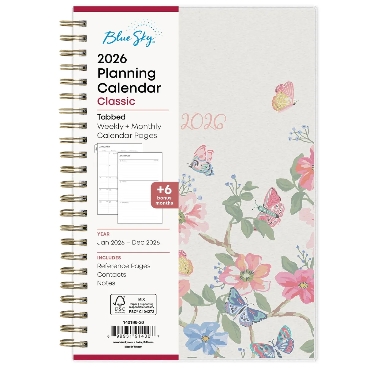 Blue Sky The Color of Imagination, LLC Blue Sky The Color of Imagination, LLC 2026 Weekly/Monthly Planner 5" x 8" Fly By Frosted 140944 — product photo