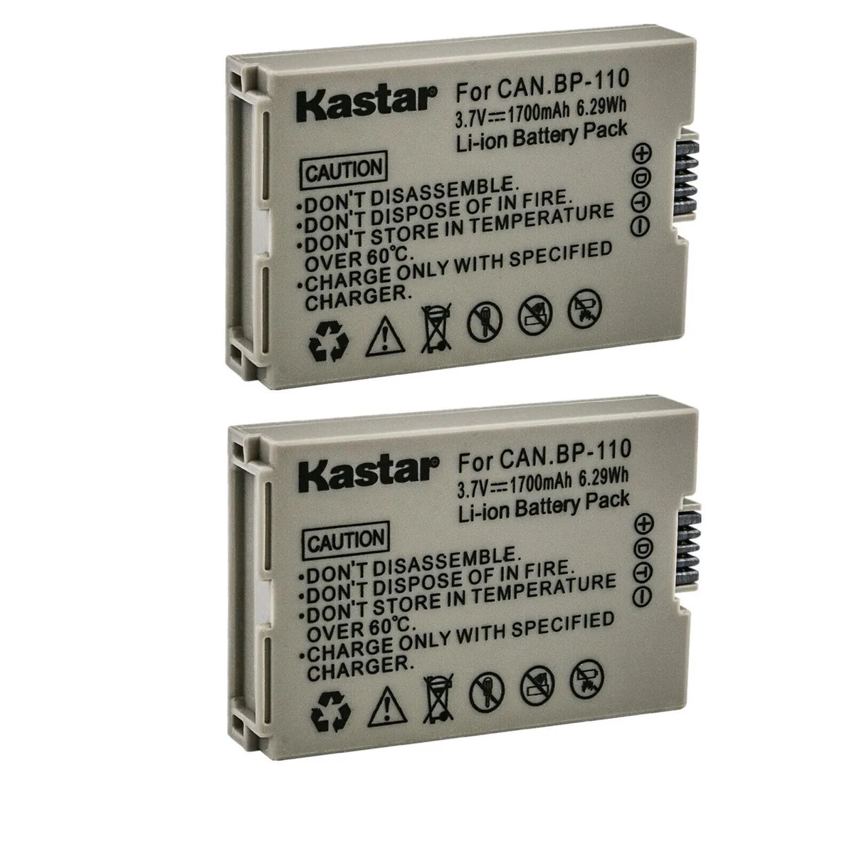 Kastar Kastar BP-110 2-pack camera battery 3.7V 1700mAh — product photo