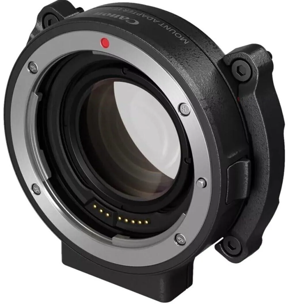 Black Canon EF-EOS R 0.71x mount adapter with metal lens mount and electronic contacts