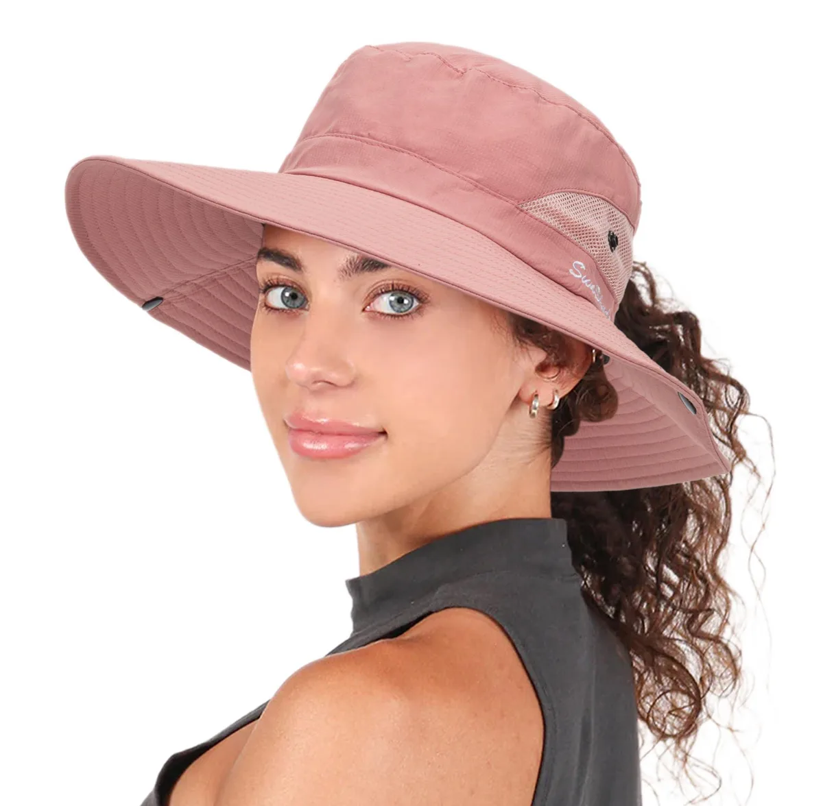 Unisex Black Polyester Baseball Cap with Ponytail Hole — product photo