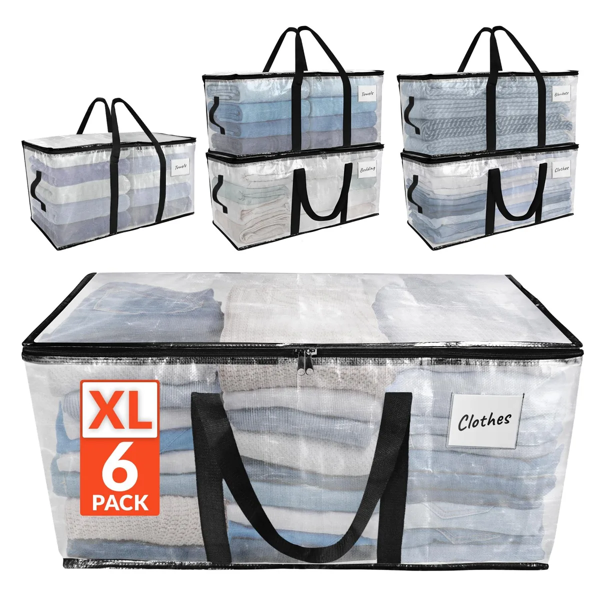  Deli RL-HDMV06-C Moving Bag 6 Pack Clear X-Large 29x14x13 archive supply — product photo