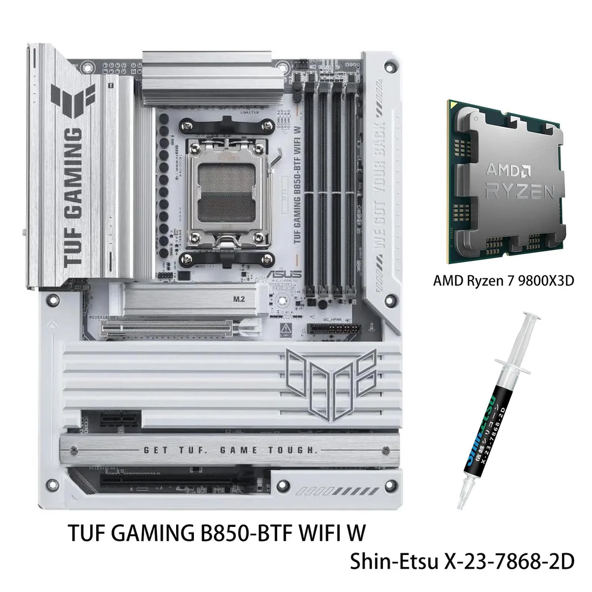 ASUS ASUS TUF GAMING B850-BTF WIFI W AMD motherboard with Ryzen 7 9800X3D CPU — product photo