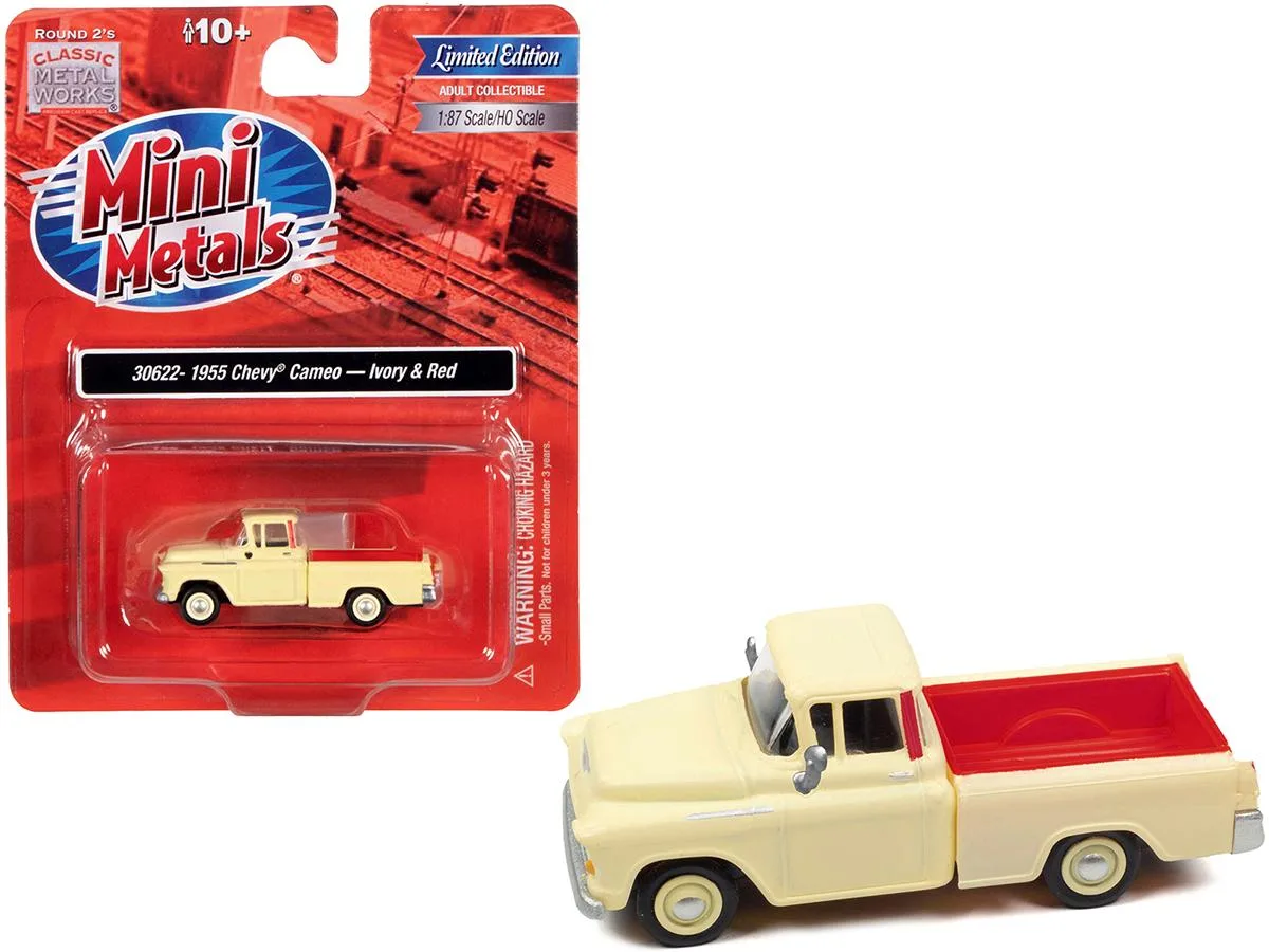 Classic Metal Works Classic Metal Works 1955 Chevrolet Cameo Pickup Ivory Red 1/87 Scale 30622 — product photo
