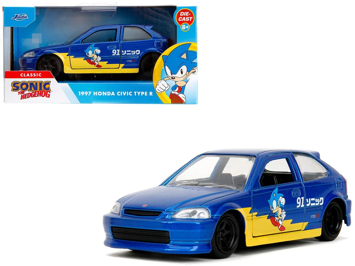Jada Jada 35482 Sonic the Hedgehog 1997 Honda Civic Type-R 1/32 Scale Diecast Hobby Collectible — product photo