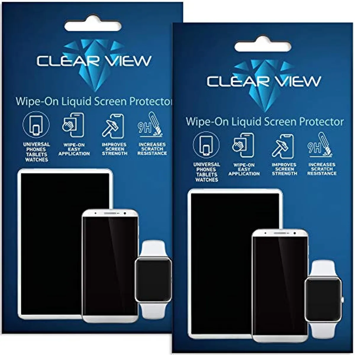 Two small bottles of clear liquid screen protector in clear packaging