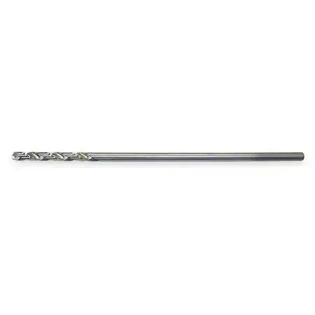Silver high-speed steel aircraft extension drill bit, size 20, 12 inches long, bright uncoated finish, split point tip