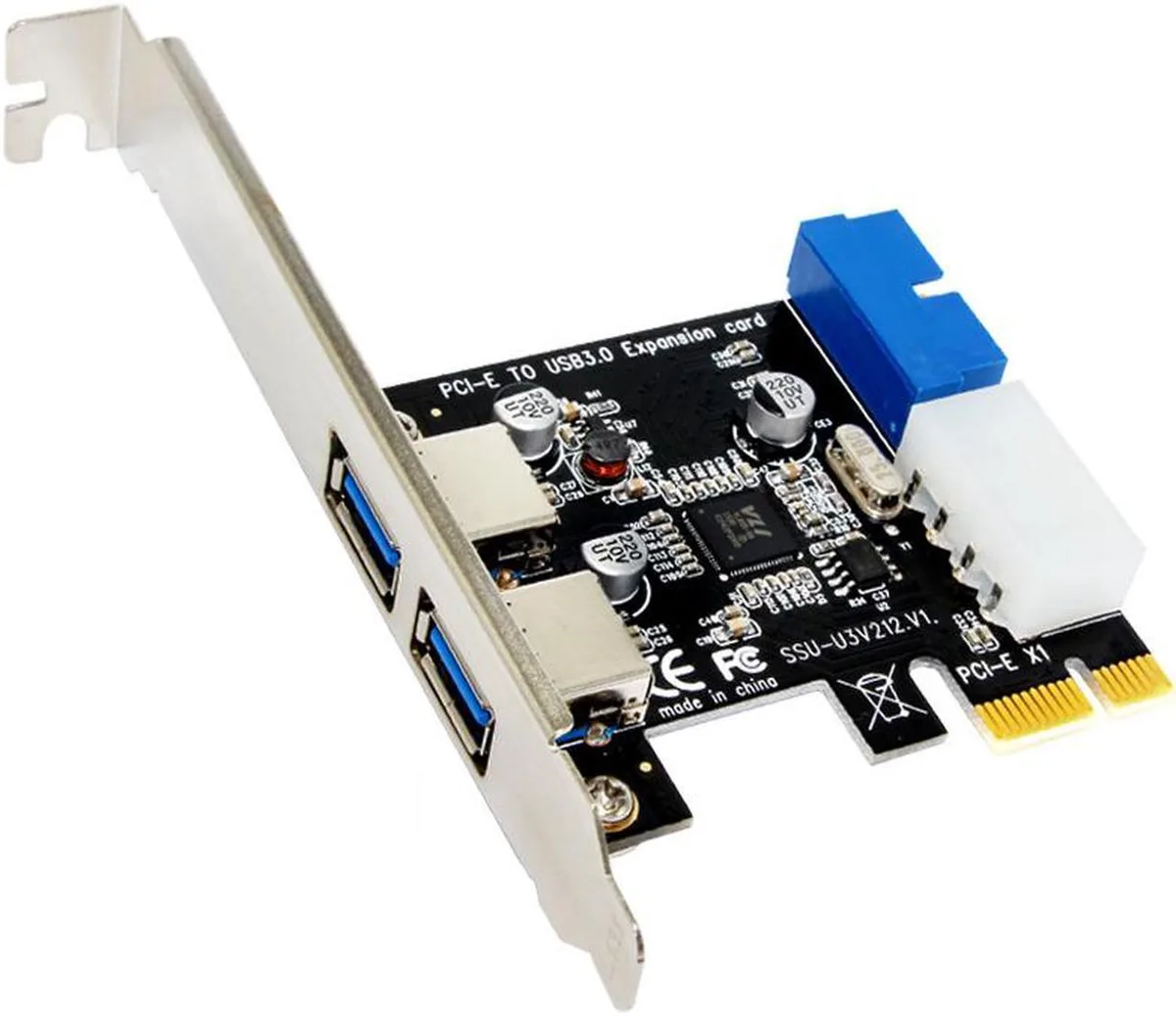 Vszerda Vszerda 4 Port PCIe to USB 3.0 (2 Type-A + 20 Pin Internal) Molex Power — product photo