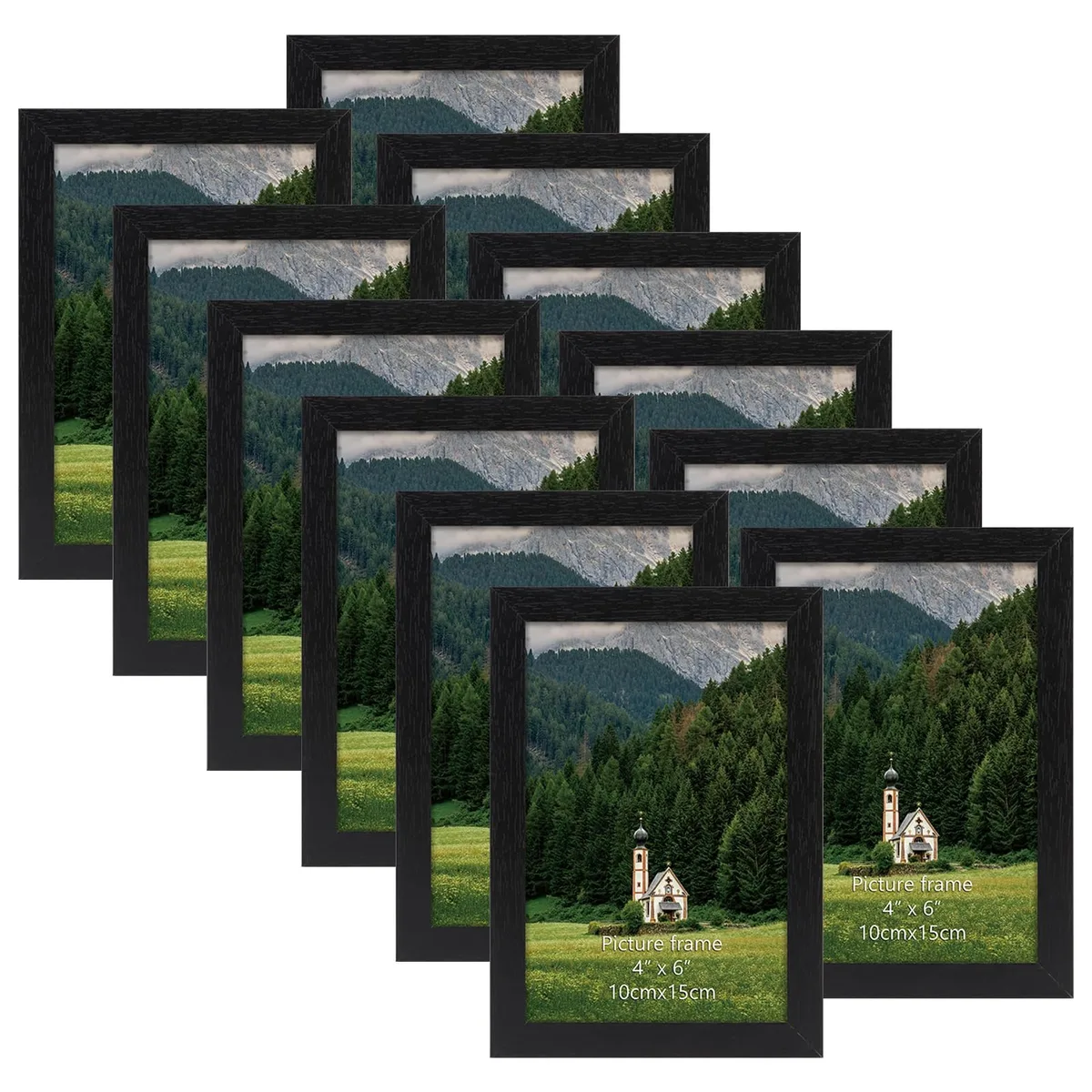 HORLIMER 4x6 Picture Frame Set of 12 Black Wood — product photo