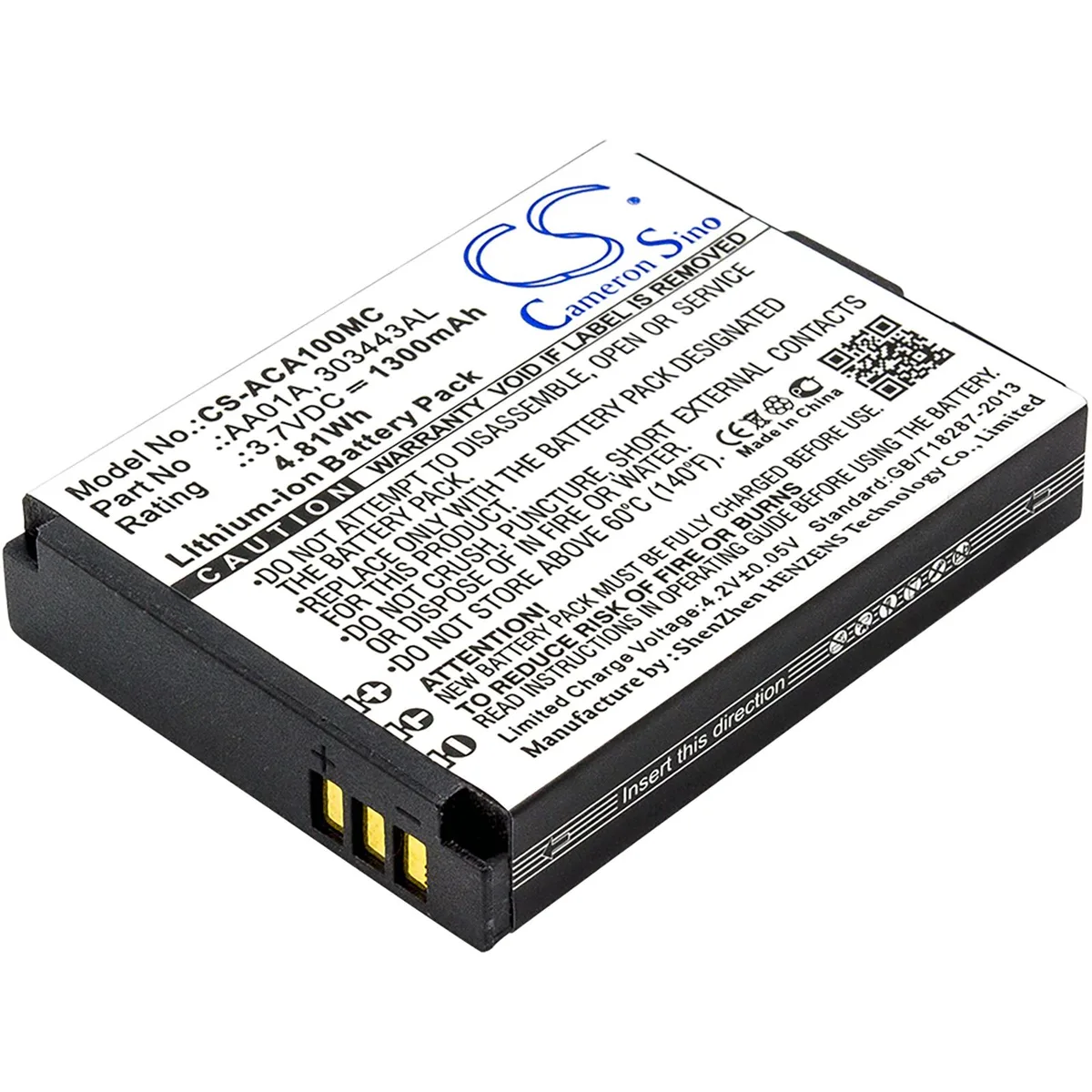 Cameron &amp; Co Cameron &amp; Co DS-CS-ACA100MC camera battery 3.7V 1300mAh 4.81Wh Li-ion black — product photo