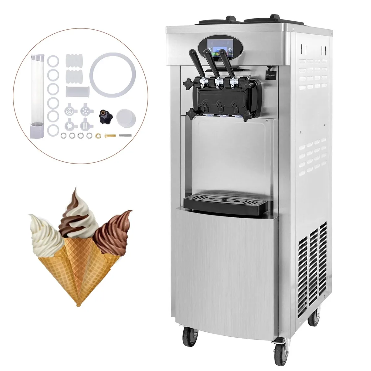 SIHAO SIHAO YKF-8228H Ice Cream Machine 2200W 3 Flavors 5.3-7.4 Gal/H — product photo