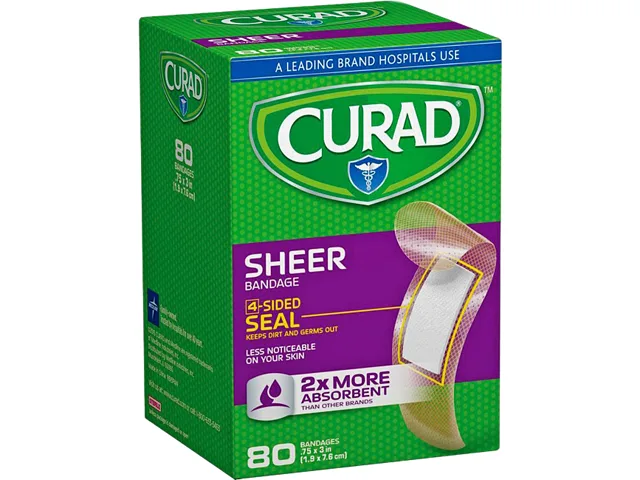 Medline Medline CUR02279RB first aid sheer bandage strips 80 count .75" x 3 — product photo