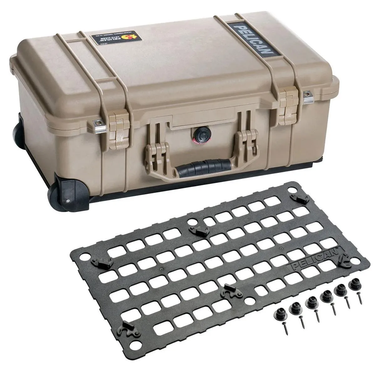 Pelican Products, Inc. Pelican 1510 Wheeled Carry-On Hard Case Desert Tan Bundle with 1510MP MOLLE Panel — product photo