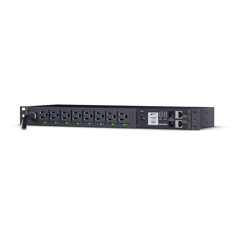 CyberPower CyberPower PDU41001G 1U Switched PDU 8x5-15R 120V 15A 12ft — product photo