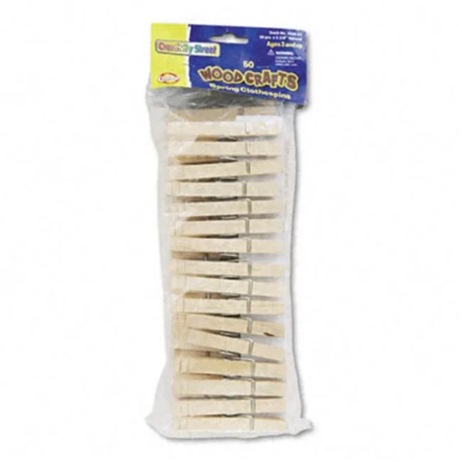 Chenille Kraft Chenille Kraft 365801 Wood Spring Clothespins 3.38" 50 Pack — product photo