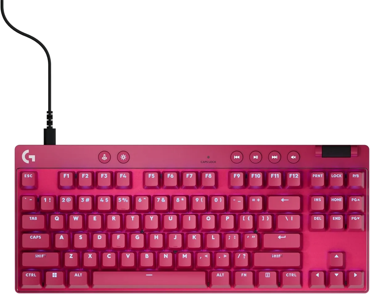 Logitech Logitech 920-013133 PRO X TKL Rapid Wired Keyboard Magnetic Analog Switches RGB Magenta — product photo