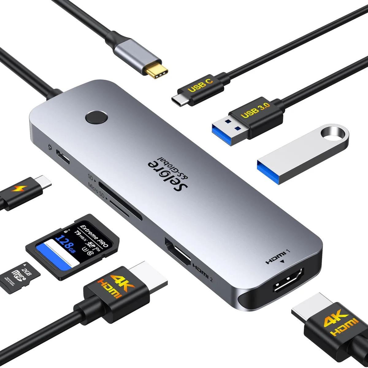  Belkin SEUC0425 8-in-1 USB-C Docking Station Dual 4K@60Hz HDMI 100W PD Black — product photo