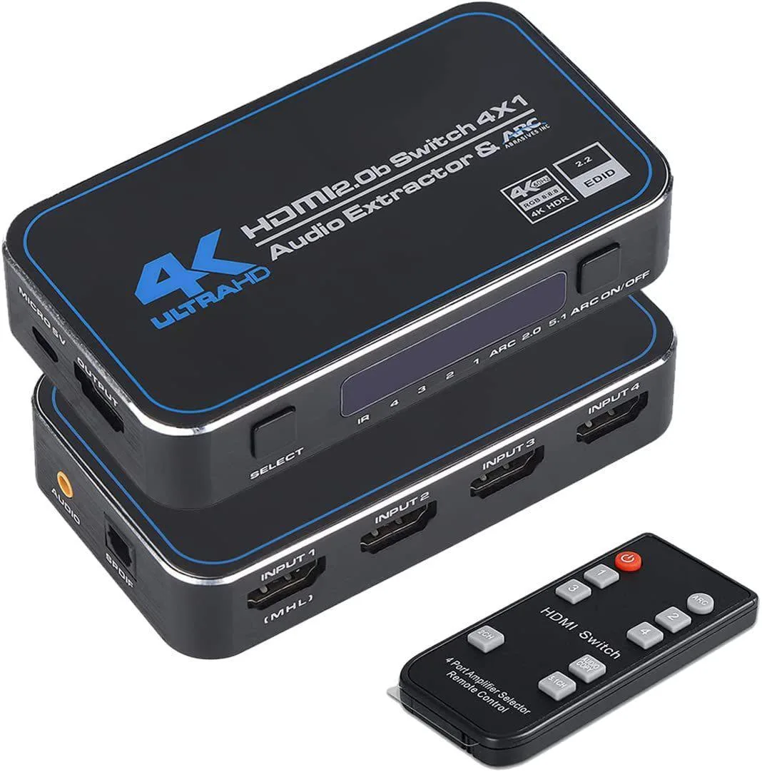 WRIARICH WRIARICH OZQ4 4K 60Hz 4x1 HDMI Switch Audio Extractor — product photo