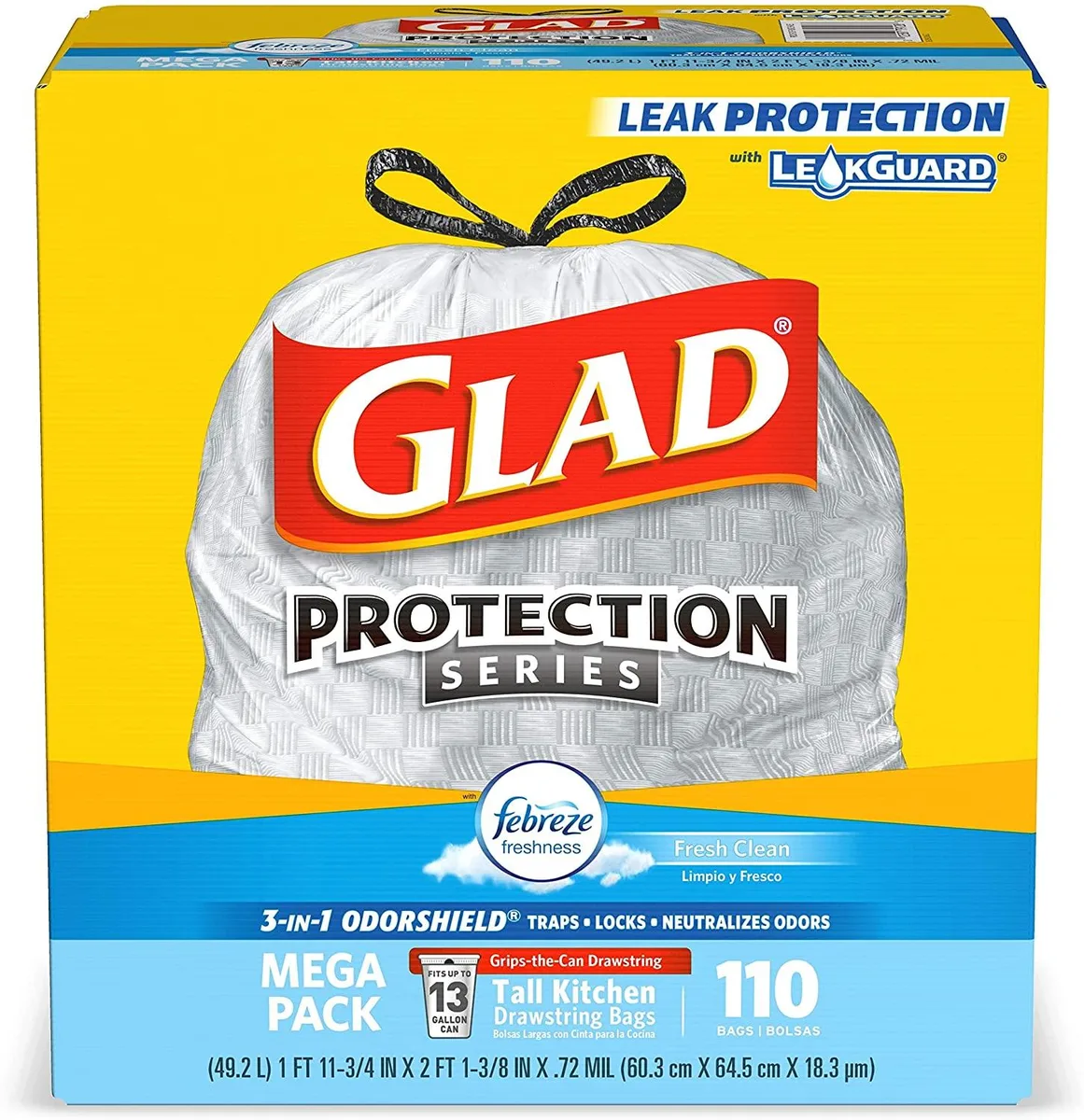 Glad Glad 13 Gal Trash Bags 110 Ct Febreze Fresh Clean Scent — product photo
