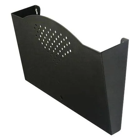 Black steel wall file, 9 inches high, 15 inches wide, single compartment with mounting hardware