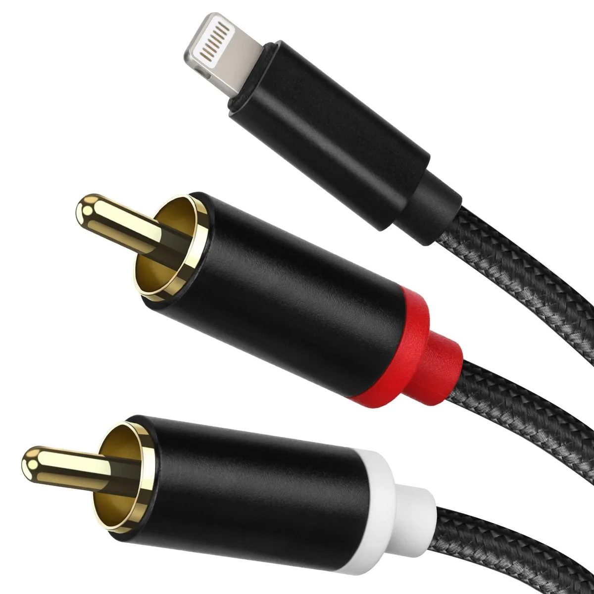 Silver Lightning to RCA Y-splitter cable with braided 6ft cord