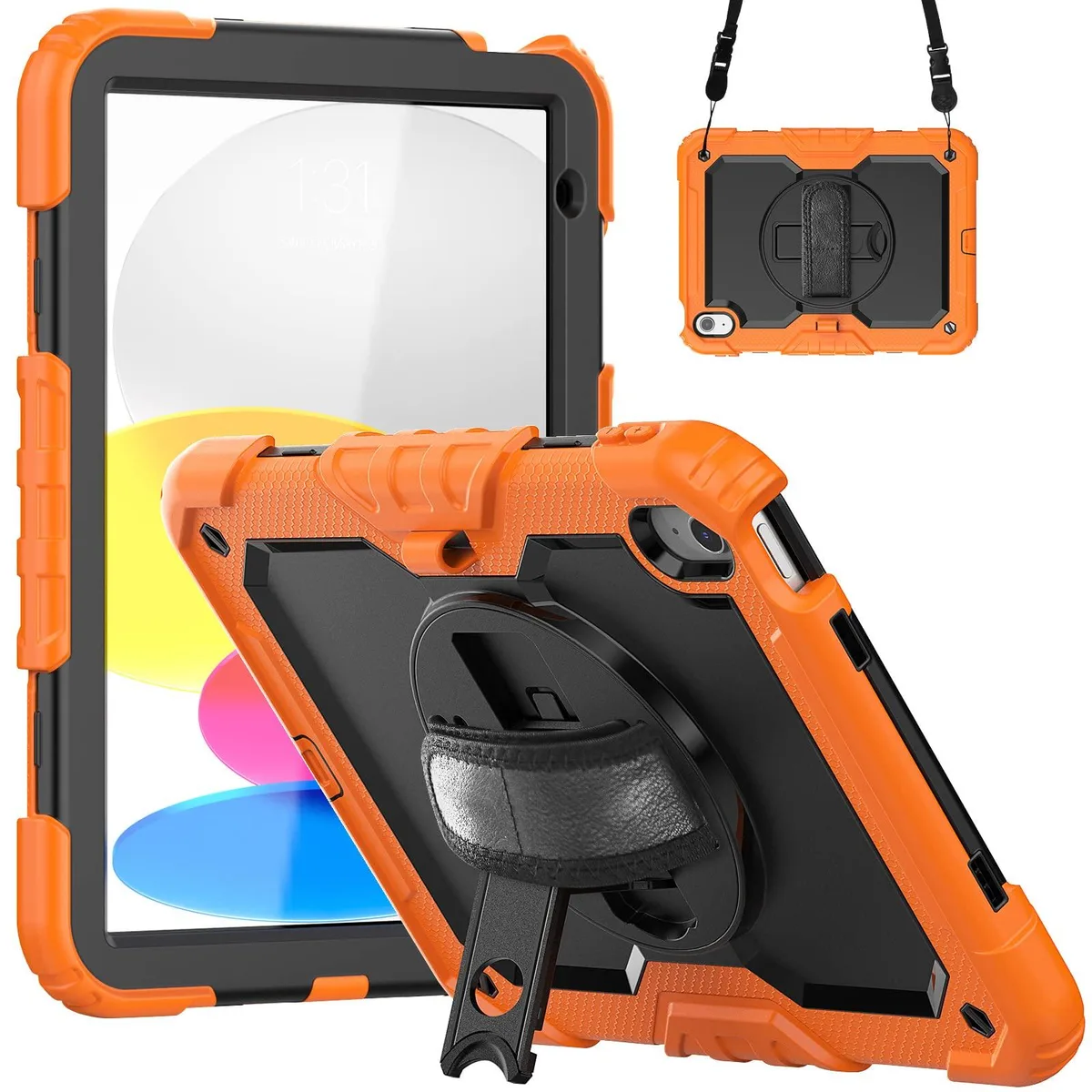 Timoom Timoom Heavy Duty Case with Screen Protector, Kickstand &amp; Strap for iPad 11/10.9, Orange — product photo