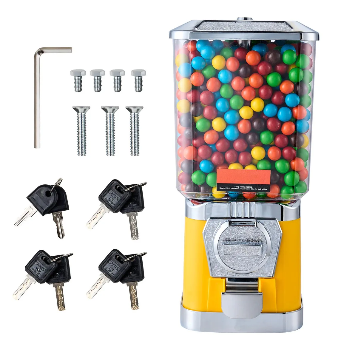 VEVOR VEVOR Gumball Machine Yellow 17"H 6.8 L 420 candies hobby collectible — product photo