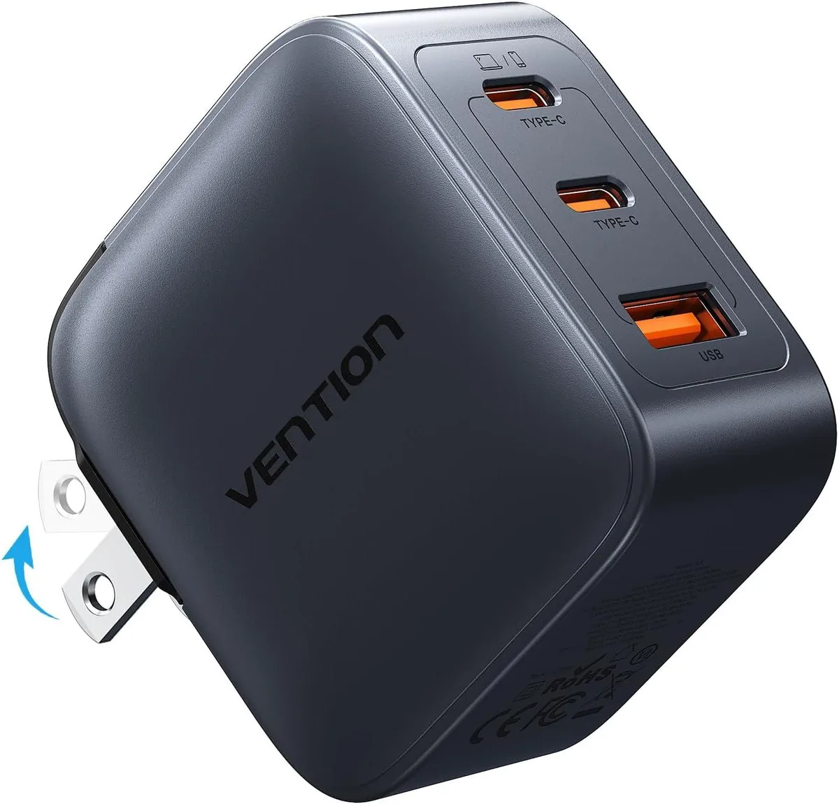 Chopmate Chopmate 70W 3-port GaN USB-C charger foldable plug — product photo