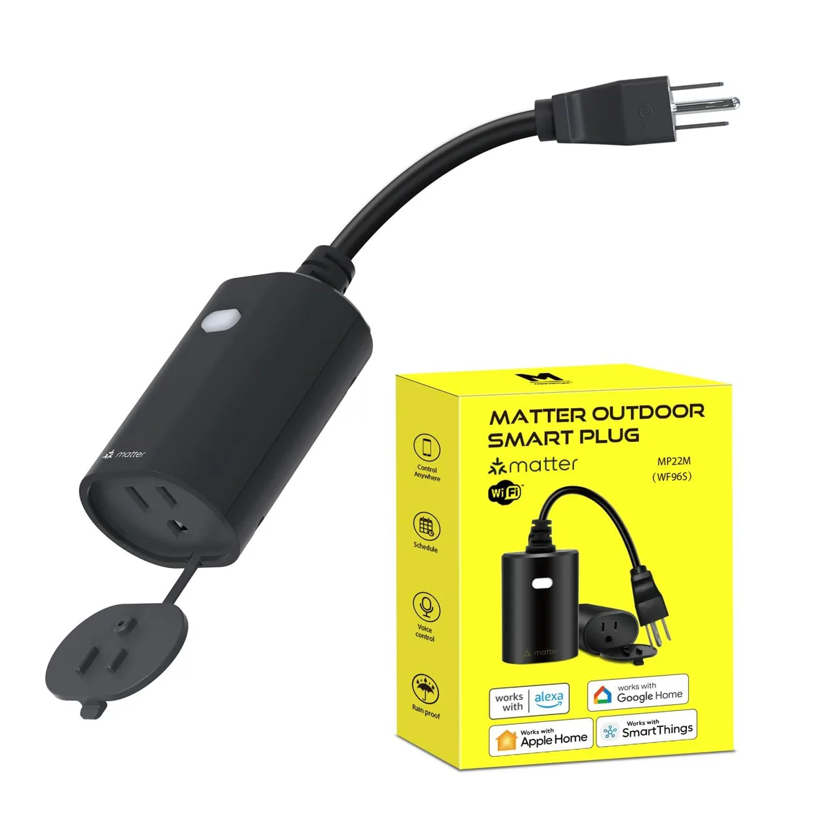  Minoston Matter Outdoor Smart Plug 15A IP65 White MP22W — product photo