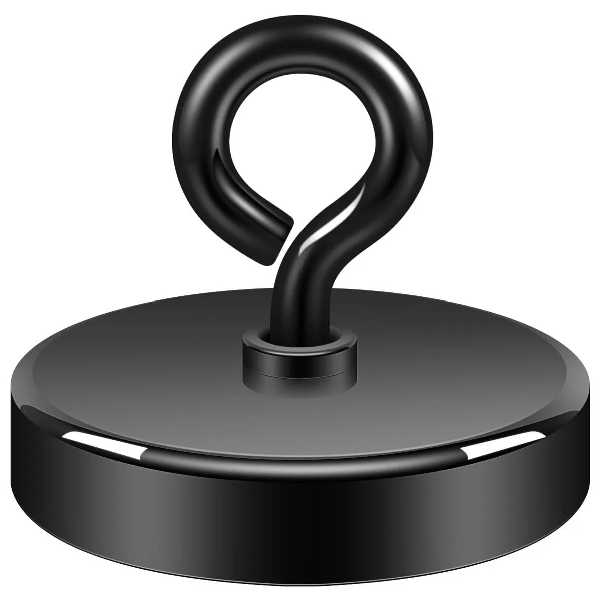 Black 2.0 inch round lifting magnet with eyebolt handle