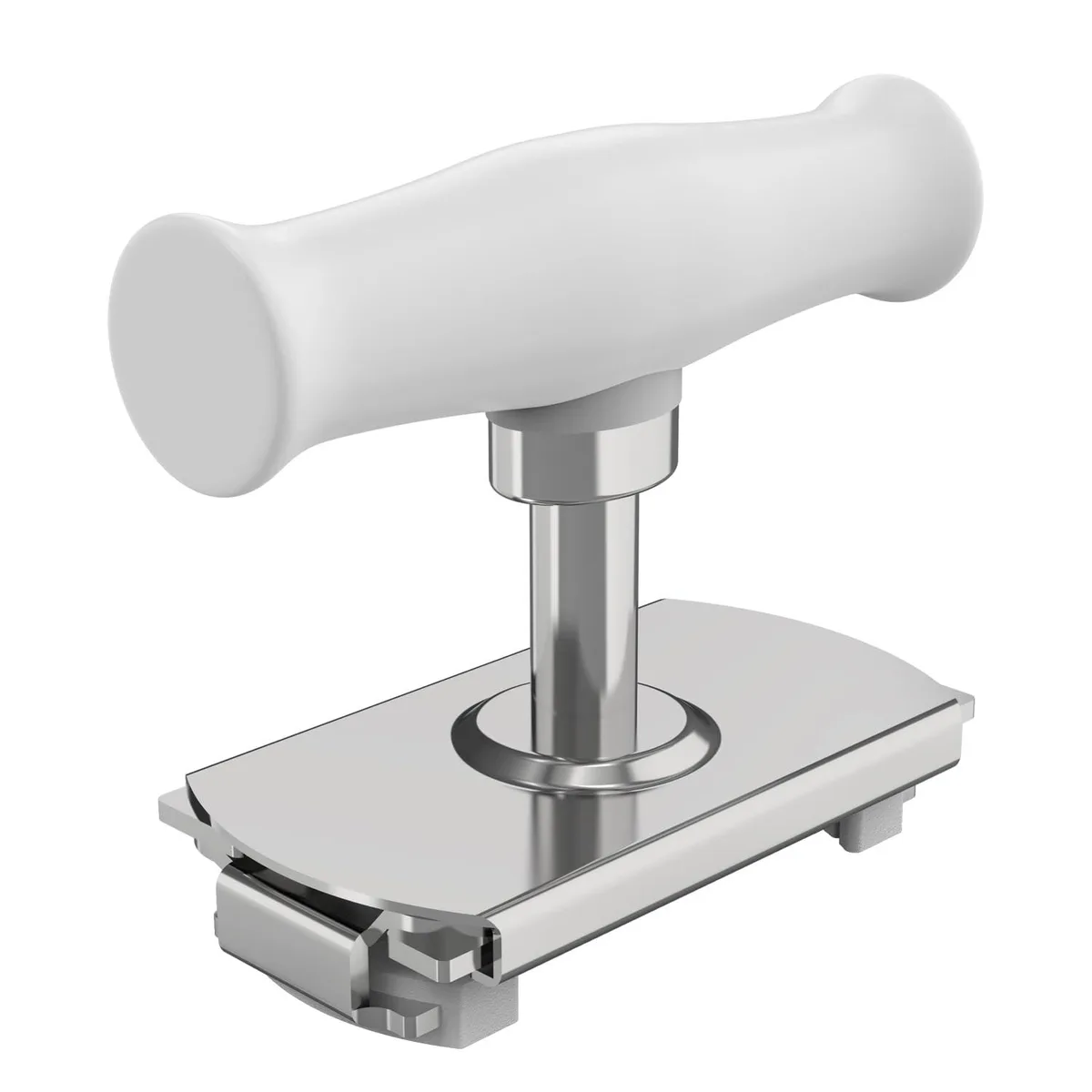 White adjustable jar opener with rubber-grip jaws and plastic handle