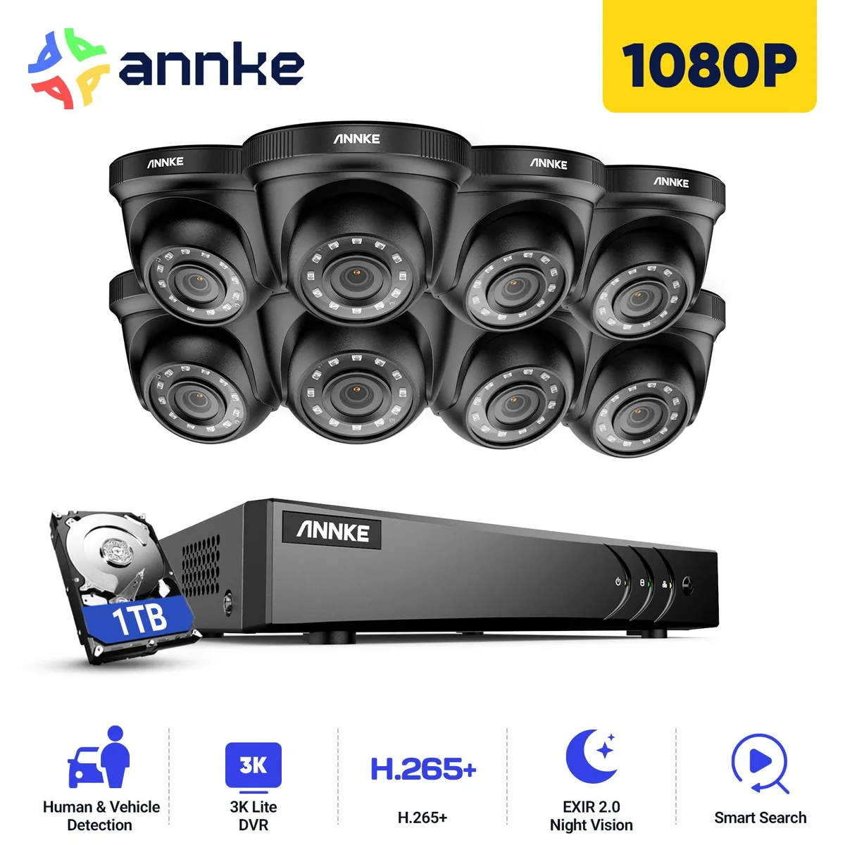 Annke Annke H.265+ 8CH 1080P Surveillance Security System with 1TB HDD — product photo