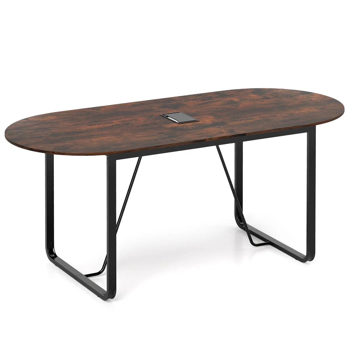 SlickBlue SlickBlue 71 Inch Oval Executive Desk Rustic Brown — product photo