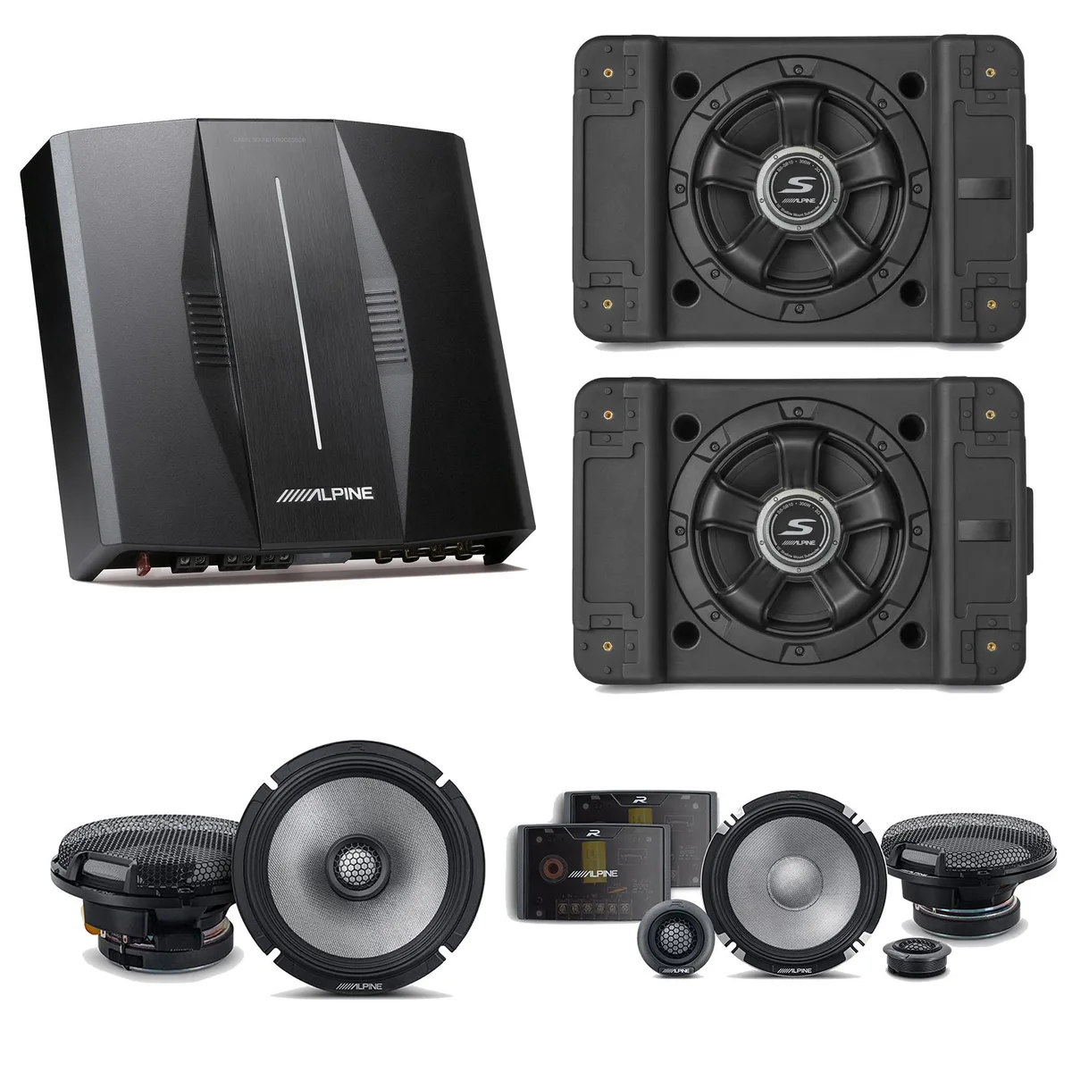 Alpine Alpine PXE-C80-88 OPTIM8 8-Channel Amplifier Bundle with SS-SB10 Subwoofer, R2-S652 &amp; R2-S65 Speakers — product photo