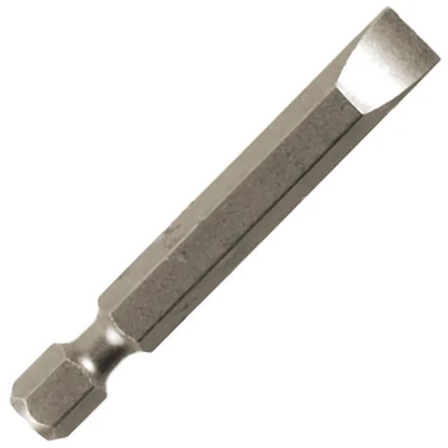 Silver slotted screwdriver bit 2 inches long with quarter inch shank