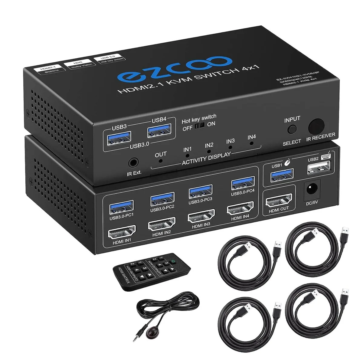 FOCUSTEC FOCUSTEC 4-Port HDMI 2.1 KVM Switch USB 3.0 8K 60Hz 4K 120Hz — product photo