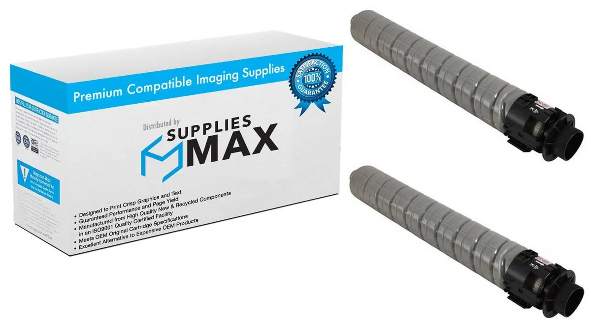 SuppliesMax SuppliesMax Black High Yield Toner Cartridge 2/PK 31000 Pages for Lanier IM-C3010 IM-C3510 842550 — product photo