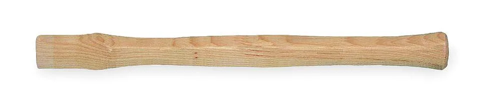 Light-coloured wooden hatchet handle, seventeen and a half inches long, straight grain, plain grip, includes wedges
