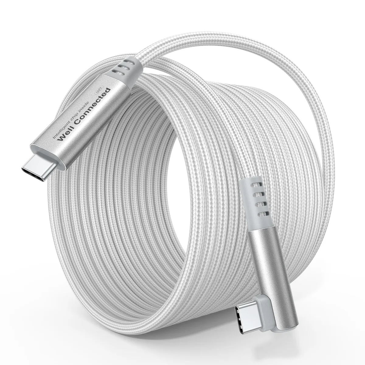  6AMGame USB C to C Link Cable 16ft 90° LED 5Gbps Quest 3/2/Pro Pico 4 — product photo