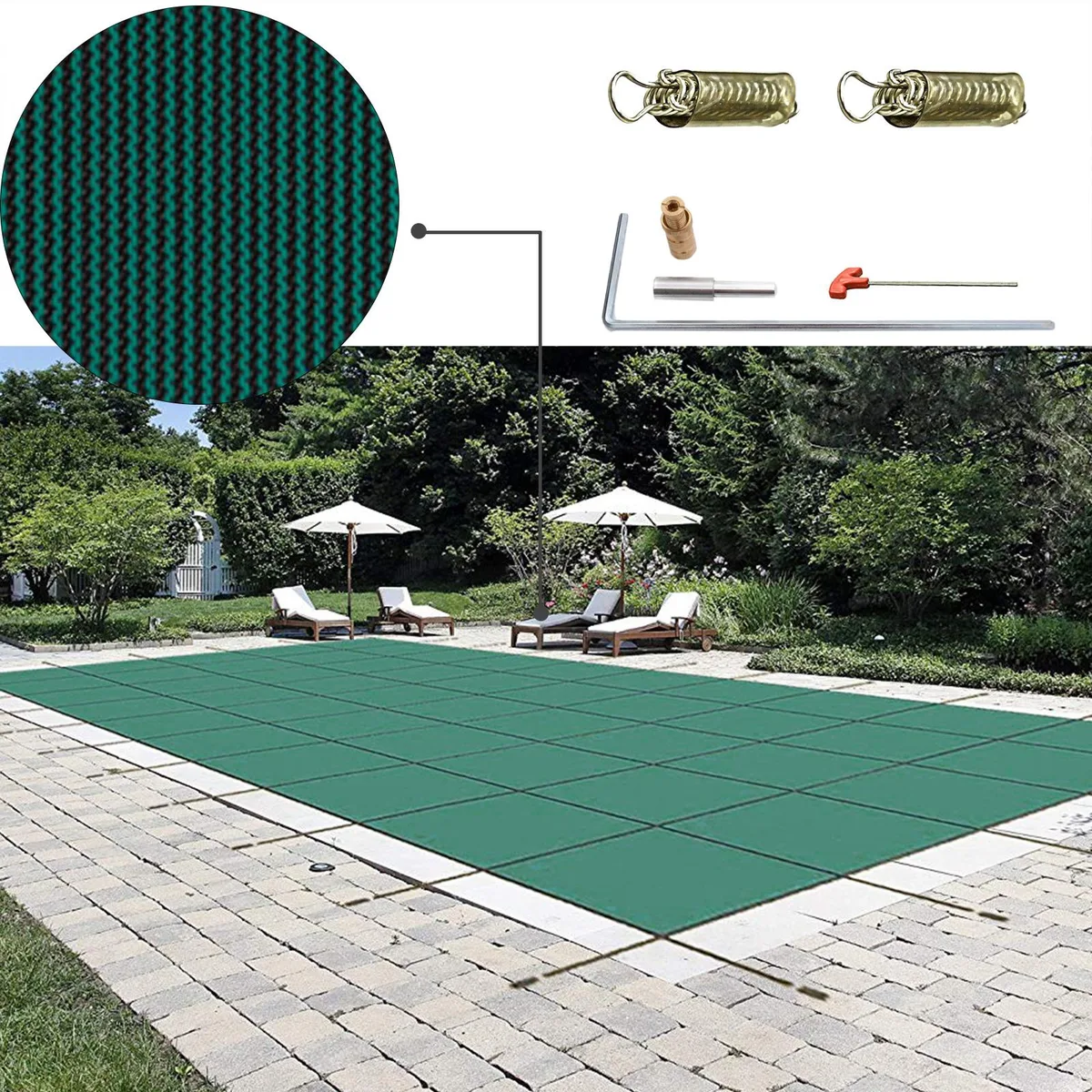 VEVOR VEVOR Pool Safety Cover 16x30ft Rectangle Inground Green — product photo