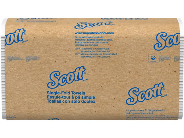 Scott Scott 01700 Single Fold Paper Towels 16 Clips 250 Towels White 9.3x10.5in — product photo