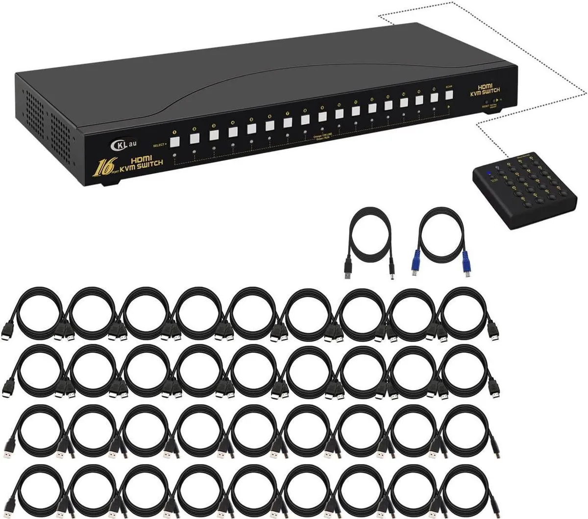 Vszerda Vszerda 16-Port HDMI KVM Switch 4K@30Hz with Cables — product photo