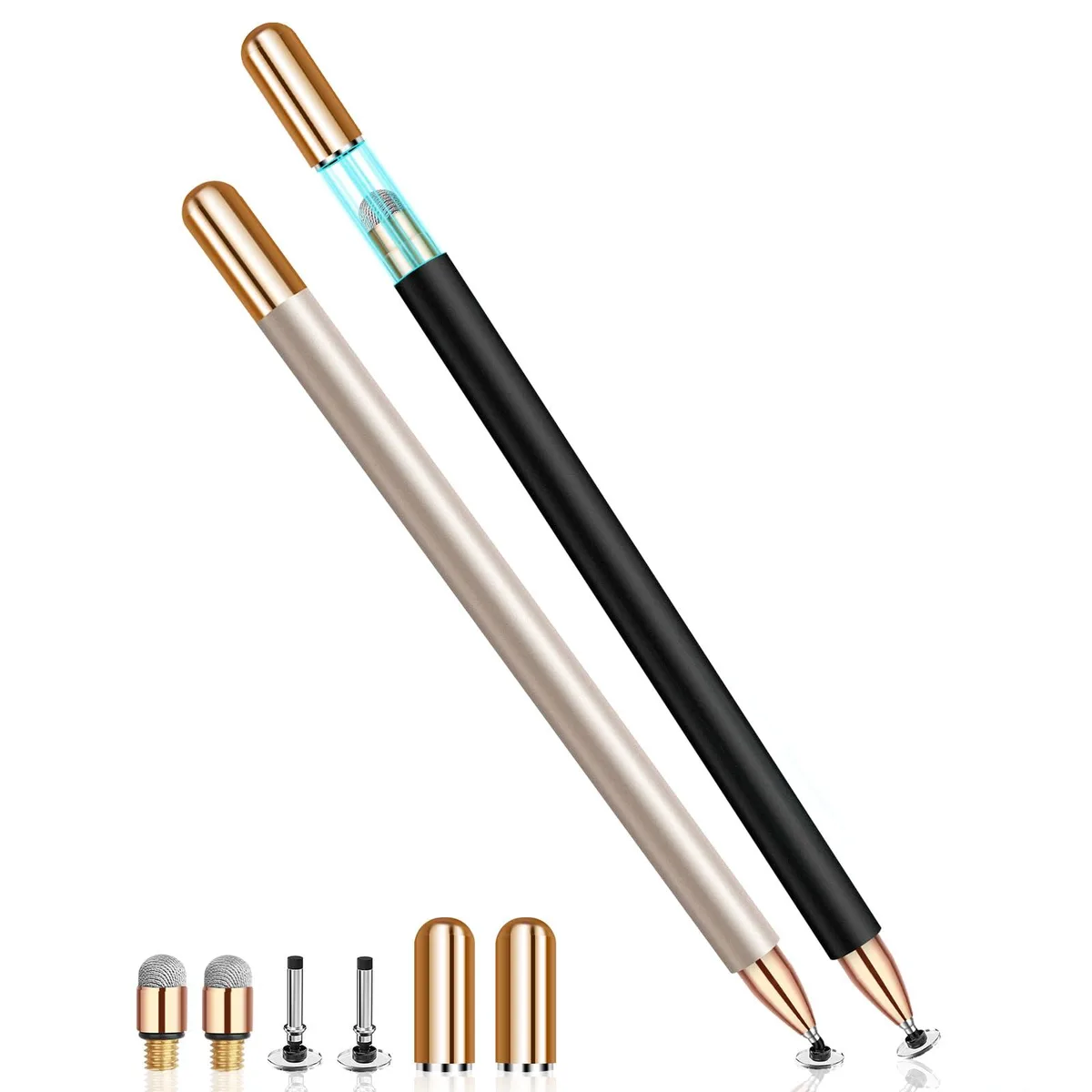  Mixoo 2-in-1 Disc &amp; Fiber Stylus 2-Pack Black Silver 5.8 in — product photo