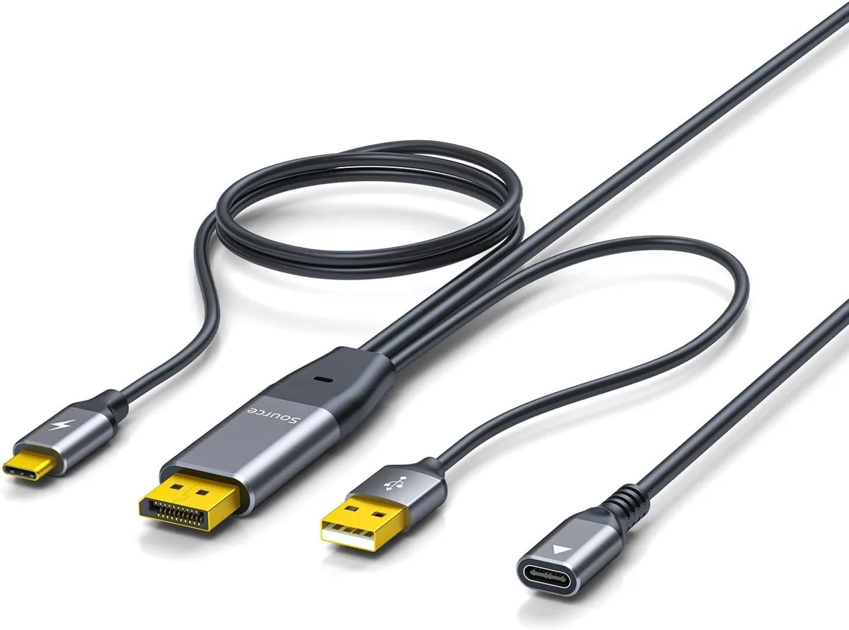 Fervit Fervit DisplayPort to USB-C Cable with Power Supply 4K 60Hz 16 inch — product photo