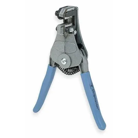Compact 7 inch die-cast zinc wire stripper with plastic-coated cushion grip handles for 22 to 10 AWG copper wire
