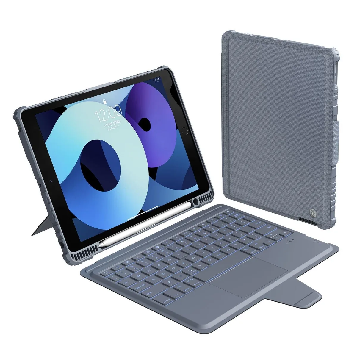 Nillkin Technology Co.,Ltd Nillkin Technology Co.,Ltd 2 in 1 accessory iPad 9th/8th/7th Gen detachable keyboard trackpad backlit Gray — product photo