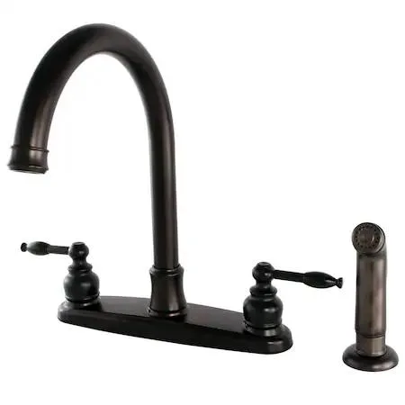 KNIGHT 8-inch centerset kitchen faucet with sprayer in oil-rubbed bronze finish
