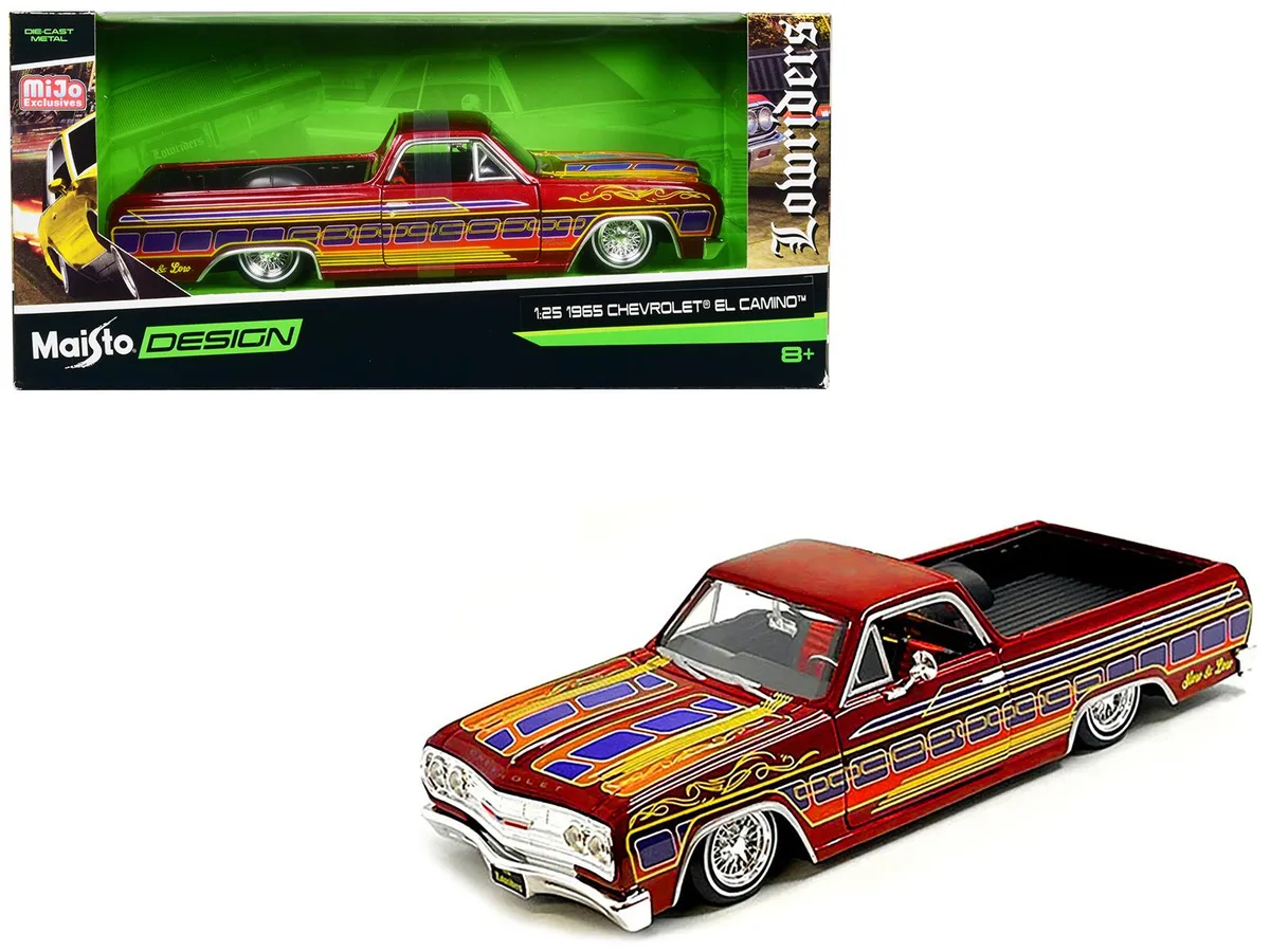 Maisto Maisto 1965 Chevrolet El Camino Lowrider Candy Red Metallic 1/25 Diecast Hobby Collectible — product photo