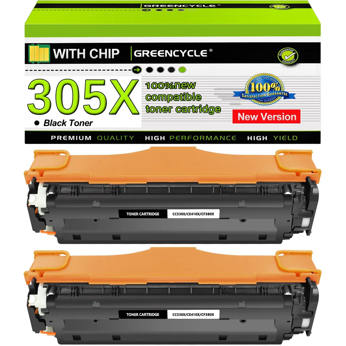 GREENCYCLE GREENCYCLE 305X CE410X Black Toner Cartridge 2 Pack — product photo