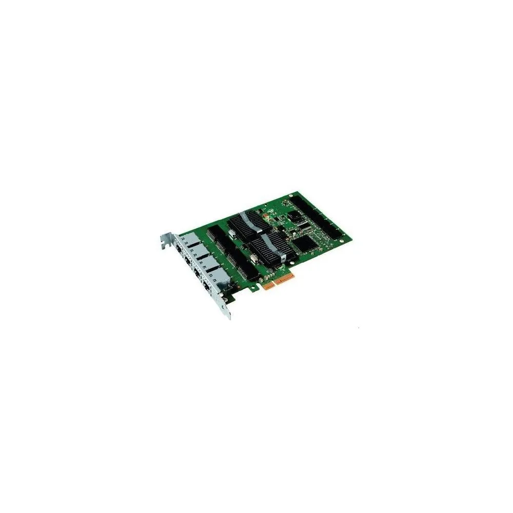 Green PCI Express card with four RJ45 ports and metal bracket