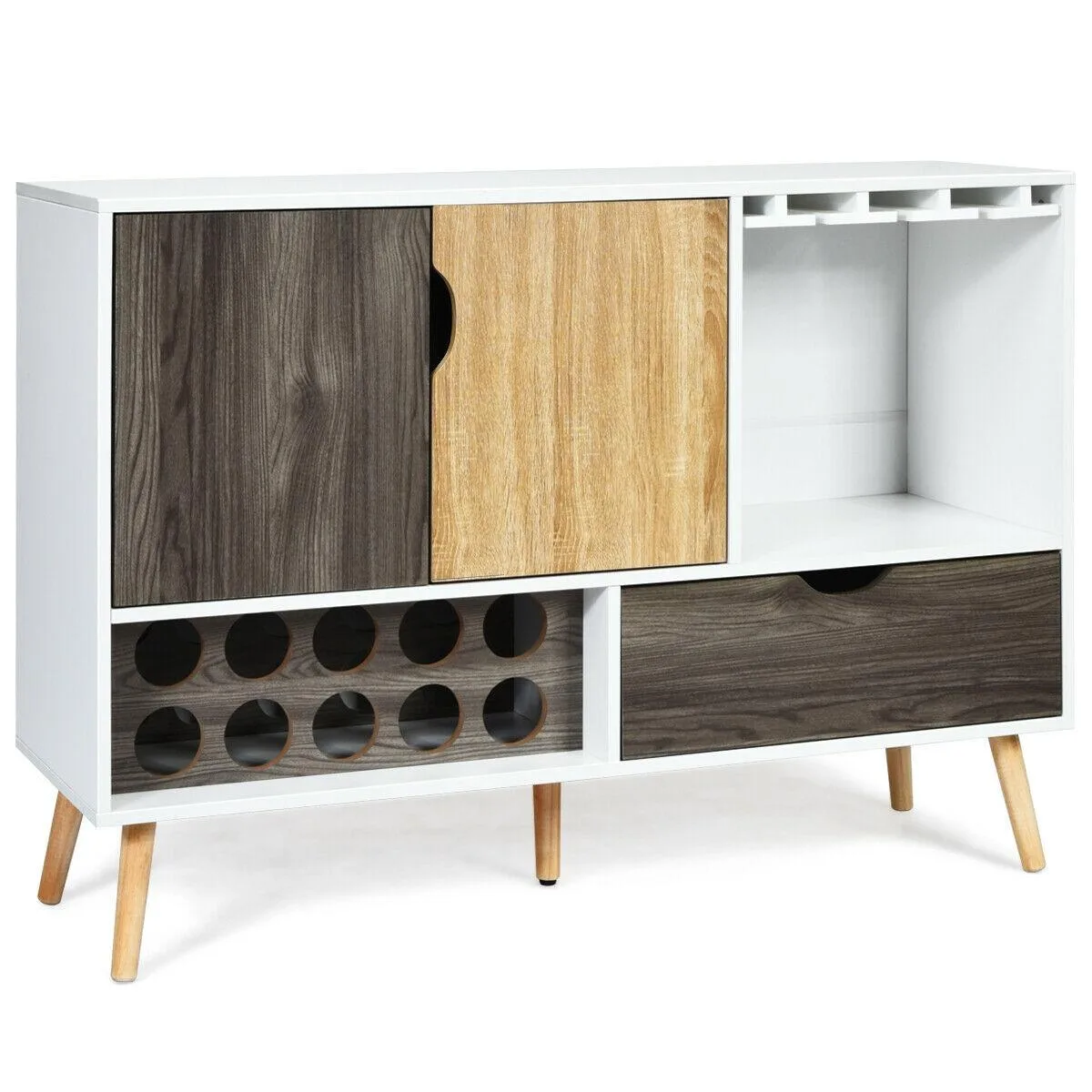 SlickBlue SlickBlue Mid-Century Wine Console White 47.5" x 15.5" x 34 — product photo